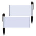 A plastic pen displaying a clear banner section, with a black grip and silver clip.