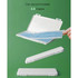 A white mask box opening to reveal space for 3-5 face masks, set against a green background.