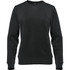A black women's crew pullover with long sleeves and a classic neckline. It features a brand logo.