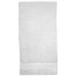 A white Terry Velour Towel featuring a smooth texture and a stitched border, with a logo at one end.