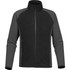 A black and grey men's microfleece jumper with a zip, featuring a collar and side pockets. It includes a logo.