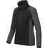 A black and grey women's microfleece jumper with a high collar and zip closure. It features a logo on it.
