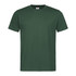 A green heavyweight crew neck t-shirt featuring a simple design and a logo on the label.