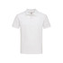 A white Junior Heavyweight Polo shirt with short sleeves and a collar, featuring a logo on the chest.