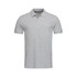 A grey men's premium cotton polo shirt featuring a classic design and a collar, with a small logo present.