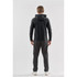 Men's Montebello pullover hoody in dark grey, featuring a hood and slim fit, worn with matching pants.