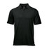 A dark green polo shirt featuring a collar and short sleeves, with a logo on the chest area.
