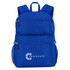 A blue High Sierra Everclass Backpack with multiple compartments and a mesh side pocket features a logo on the front.