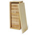 A wooden Tumbling Tower game set featuring stacked rectangular blocks and a storage box with a removable lid.