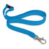 A bright blue custom printed lanyard with a 12mm width and a metal clip for attachment.