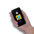 A phone displaying a Screen Buddy cleaning cloth design on its back.