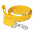 A yellow dog leash with a sturdy metal clip for attachment.