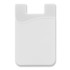 White silicone phone wallet featuring a textured design and a rounded edge at the top. Minimalist and sleek.