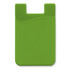 A green silicone phone wallet featuring a textured wave design and a cut-out for easy attachment.