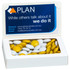 A white box containing yellow and white chocolate beans, featuring a logo on the lid.