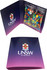 A gift card package featuring a clear bag of colourful M&M's neatly displayed inside a branded folder.