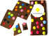 Premium chocolate bar with colourful spotty candy dots in vibrant colours on a brown chocolate background, with packaging and logo.