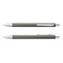 A metal pen in a sleek olive green finish with silver accents, featuring a textured grip and a clip for easy attachment.