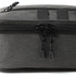 A cooler in dark grey fabric with a zippered closure and black pull tabs, featuring a logo.