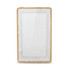 A power bank with a bamboo frame and smooth white surface, featuring a logo on the front.