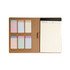 A stationery organiser with coloured tabs for each day and a lined notepad on the right. It has a brown card cover.