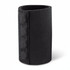 A black magnetic stubby cooler with a textured side, designed to hold drink bottles.