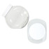 A clear plastic container with a round base and a fitted lid, featuring a smooth surface and glossy finish.