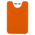 An orange Smart Wallet featuring a textured grip and a slot for cards, with a logo on the surface.