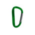 A green 8cm carabiner with a metallic clip, suitable for keyrings and tools. Features a shiny, smooth finish.