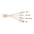 A square-shaped wheat straw charging cable in beige, featuring connections for Type C, Micro USB, Apple Lightning, and USB.