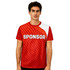 A unisex adults reversible jersey in red, featuring a logo and a geometric pattern design.