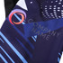 Men's sublimated cycling bib tights in navy blue with abstract designs and a logo.