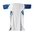 A cosy blanket featuring a white plush interior and blue patterned sleeves, ideal for comfort at home.