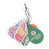 A set of colourful custom car air fresheners, featuring floral and macaron designs, with a green-shaped tag.