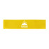 A yellow latex fitness resistance band featuring a logo design. Suitable for sports and outdoor activities.