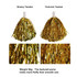 Two styles of cheerleading pom poms in gold: glossy and textured tassels, showing different surface finishes.