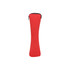 A red zippered pouch designed to hold a travel utensils set, featuring a sleek, curved shape.