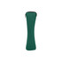 A green zippered pouch designed for storing utensils, featuring a sleek and curved shape.