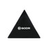 A black triangular sticky nano rubber pad with a logo on one side.