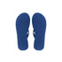 A pair of navy blue rubber flip-flops featuring a textured sole and a simple strap design, with a logo on the sole.