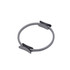 A grey Pilates circle featuring black handles, designed for fitness and exercise.