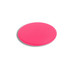 A pink yoga sliding disk with a smooth, circular design. It features a logo on its surface.