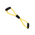 A yellow figure 8 resistance band with black foam handles, designed for exercise and fitness activities.
