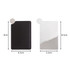 A stainless steel portable mirror beside a black leather case, showcasing dimensions and a shiny reflective surface.