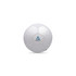 A white promotional soccer ball featuring a logo on one side. The ball has a classic pentagonal design.