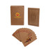 Kraft paper playing cards in a brown box with a classic design, featuring red and black illustrations on the cards.