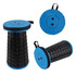 A Colour Telescopic Stool featuring a black body with blue accents and a sturdy, round top. It includes a handle for easy transport.