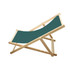 A wooden beach chair with a green fabric seat, featuring a light wood frame and a foldable design.