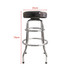 A black custom barstool with a chrome frame, measuring 35cm in width and 74cm in height.
