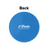A round blue PVC coaster featuring a logo on the surface, shown from the back.
